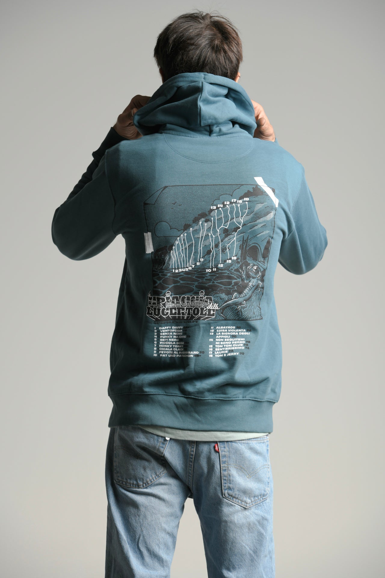 Glazed Green Hoodie "La Spiaggia delle Lucertole"
