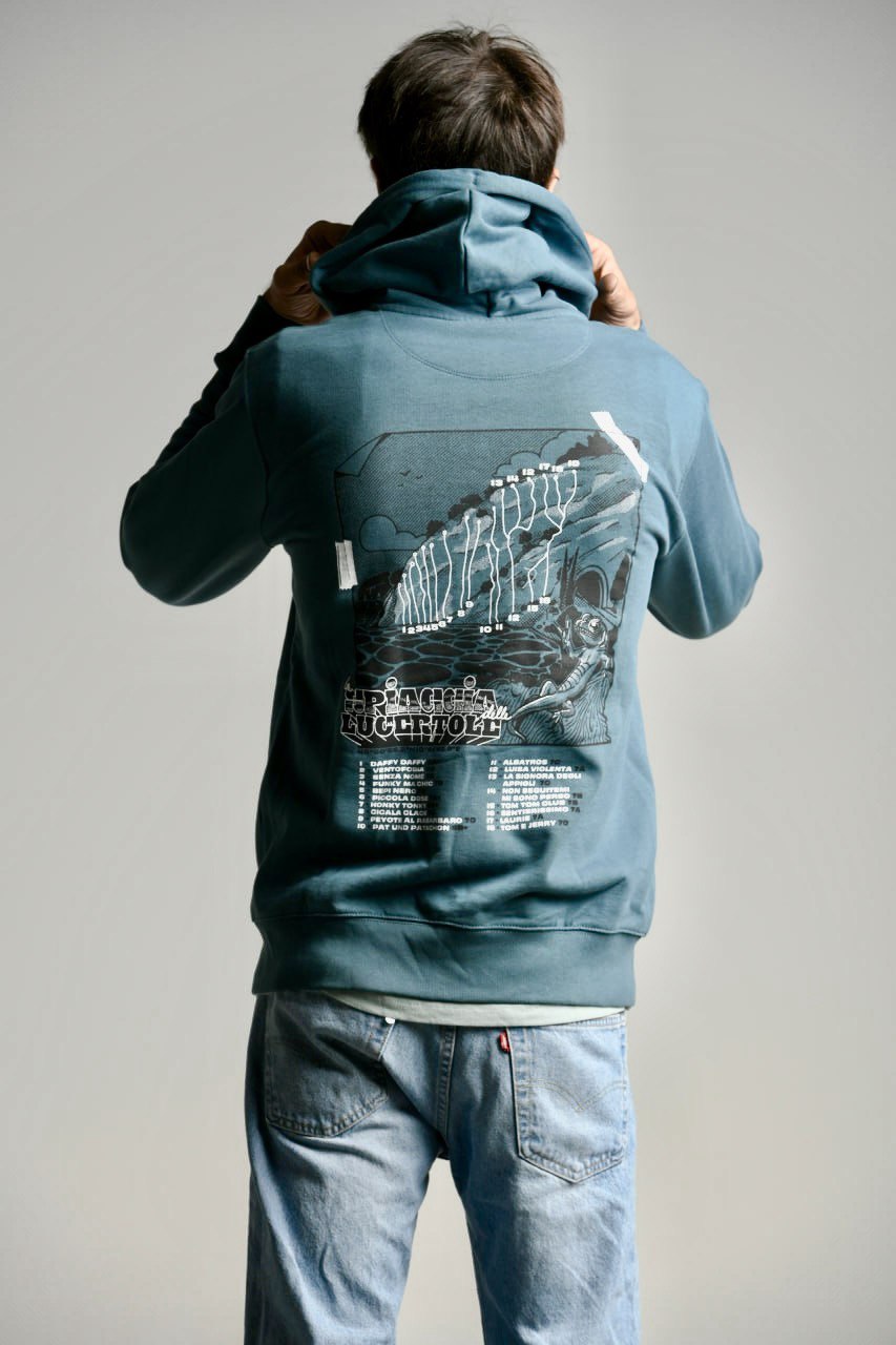 Glazed Green Hoodie "La Spiaggia delle Lucertole"